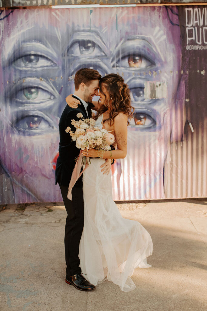 Bride and groom portraits from Millwick wedding in downtown LA captured by Taylor Mccutchan - Los Angeles wedding photographer.