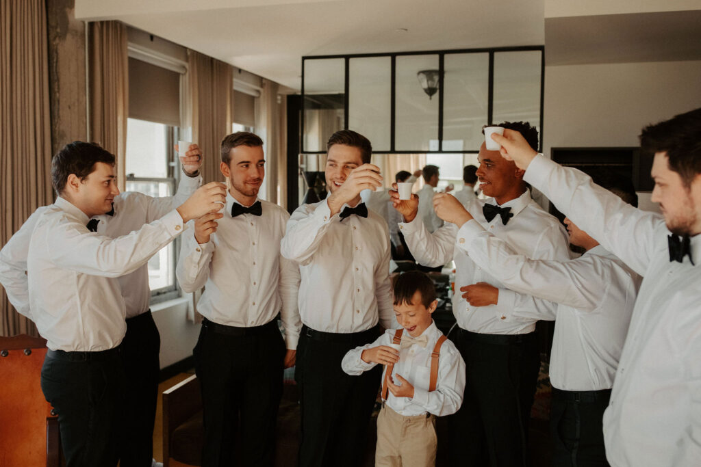 Groom and groomsmen portraits from Millwick wedding in downtown LA captured by Taylor Mccutchan - Los Angeles wedding photographer.