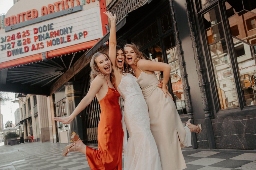 Bride and bridesmaids from Millwick wedding in downtown LA captured by Taylor Mccutchan - Los Angeles wedding photographer.