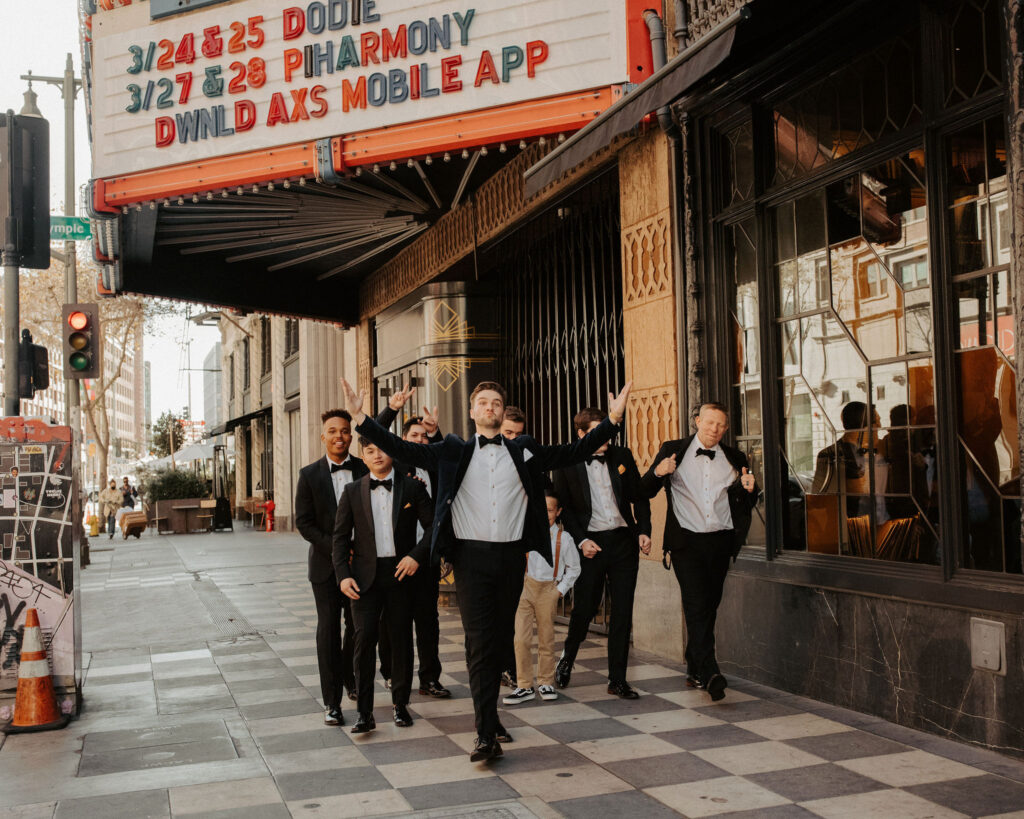 Groom and groomsmen from Millwick wedding in downtown LA captured by Taylor Mccutchan - Los Angeles wedding photographer.