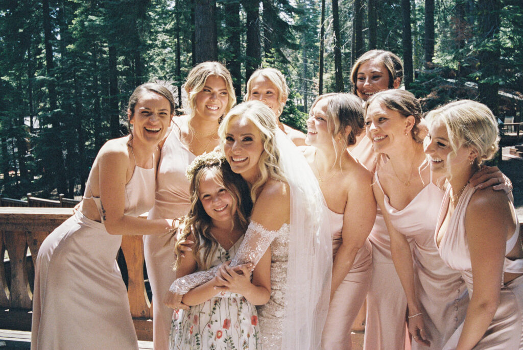 Brides first looks with the bridesmaids