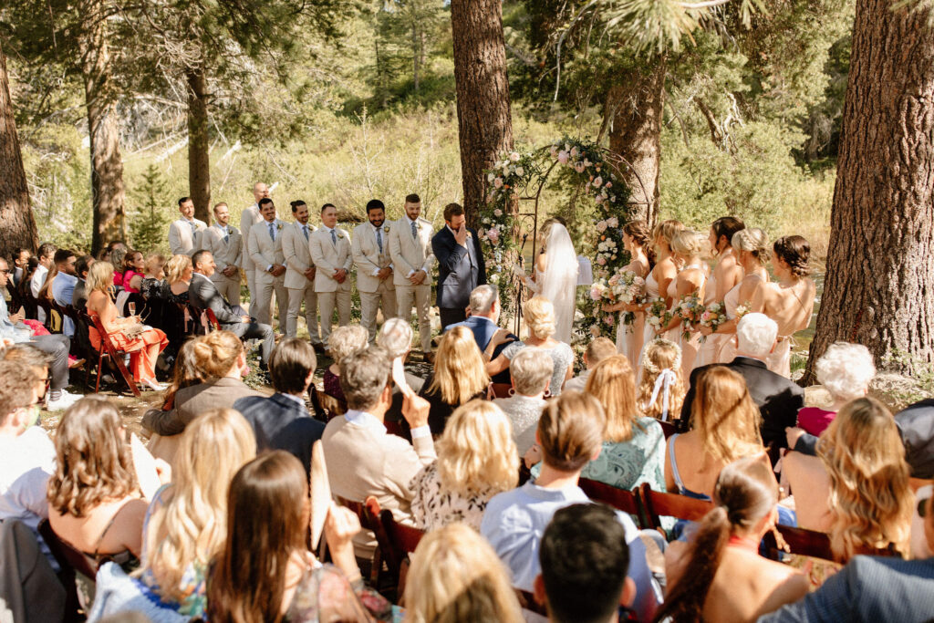 Outdoor wedding ceremony at Dancing Pines venue in California