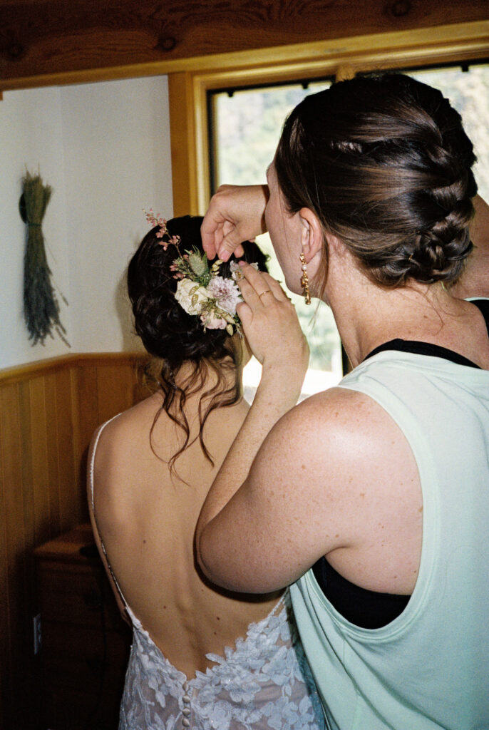 Bride getting ready for ceremony