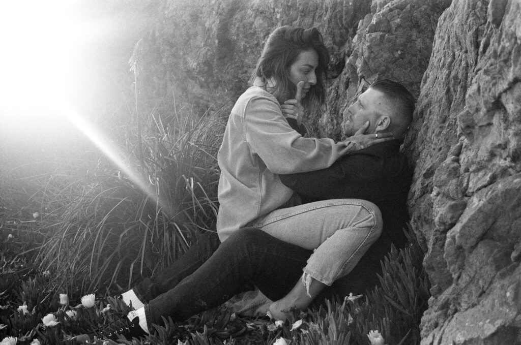 Sexy couples photography on film along the Sonoma Coast