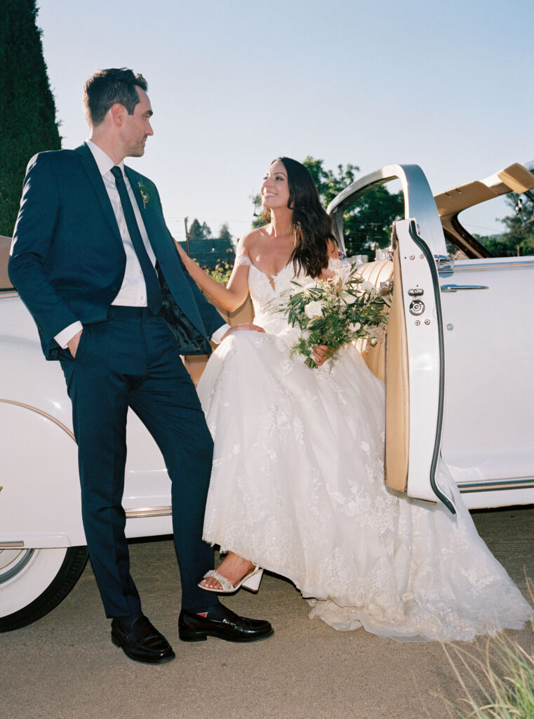 Film Bride and groom portraits from Tre Posti wedding in The Napa Valley
