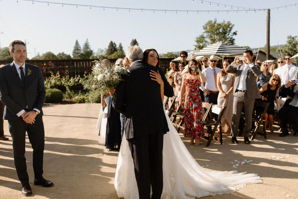 Outdoor Tre Posti wedding ceremony in The Napa Valley