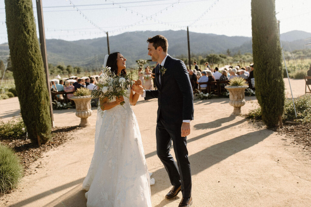 Outdoor Tre Posti wedding ceremony in The Napa Valley