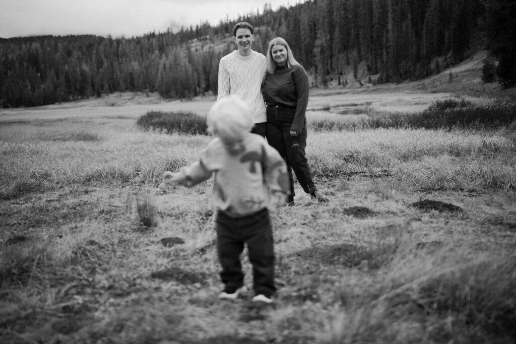 Young families adventurous fall family photos in Northern California at Lassen Volcanic National Park