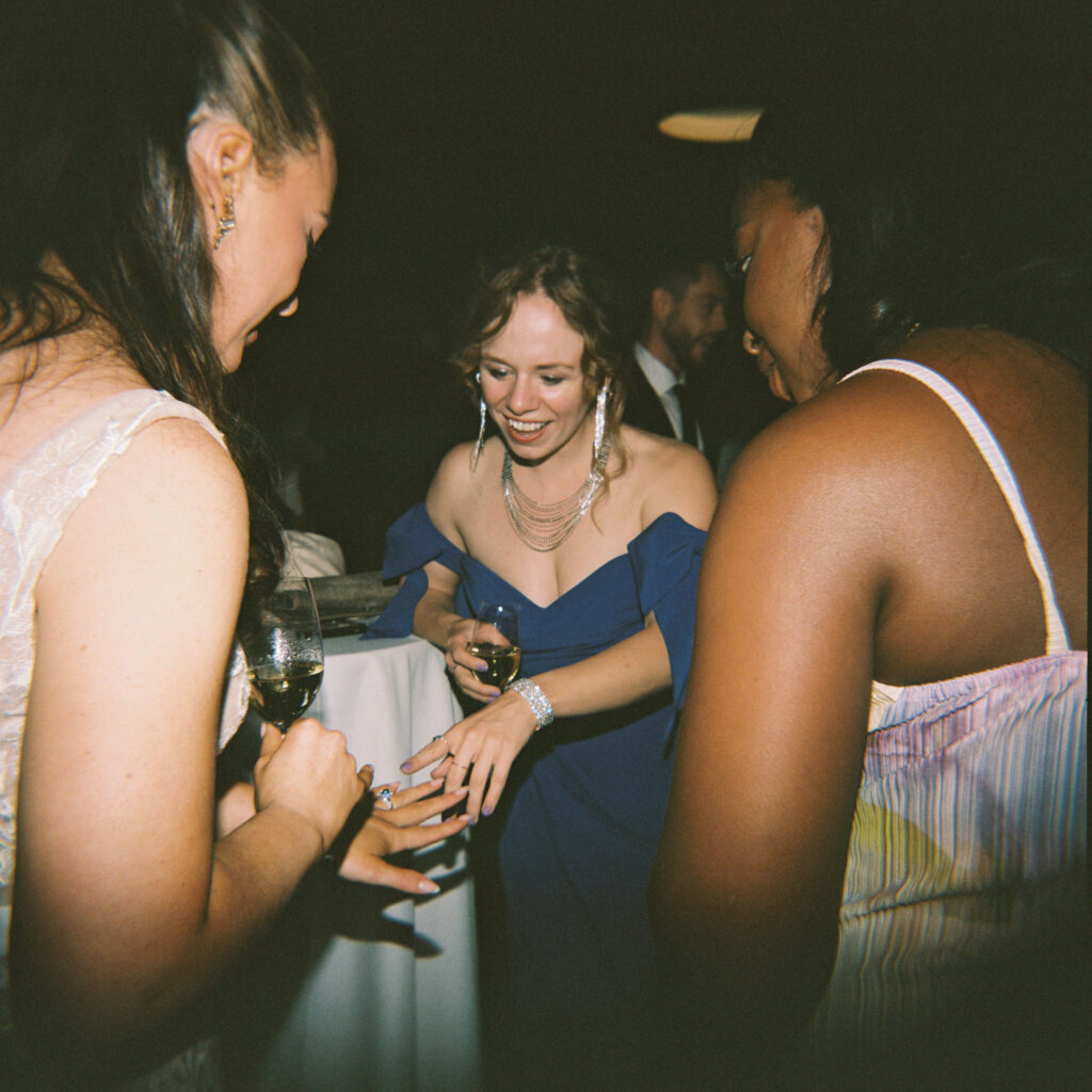 Bride showing of her ring on film