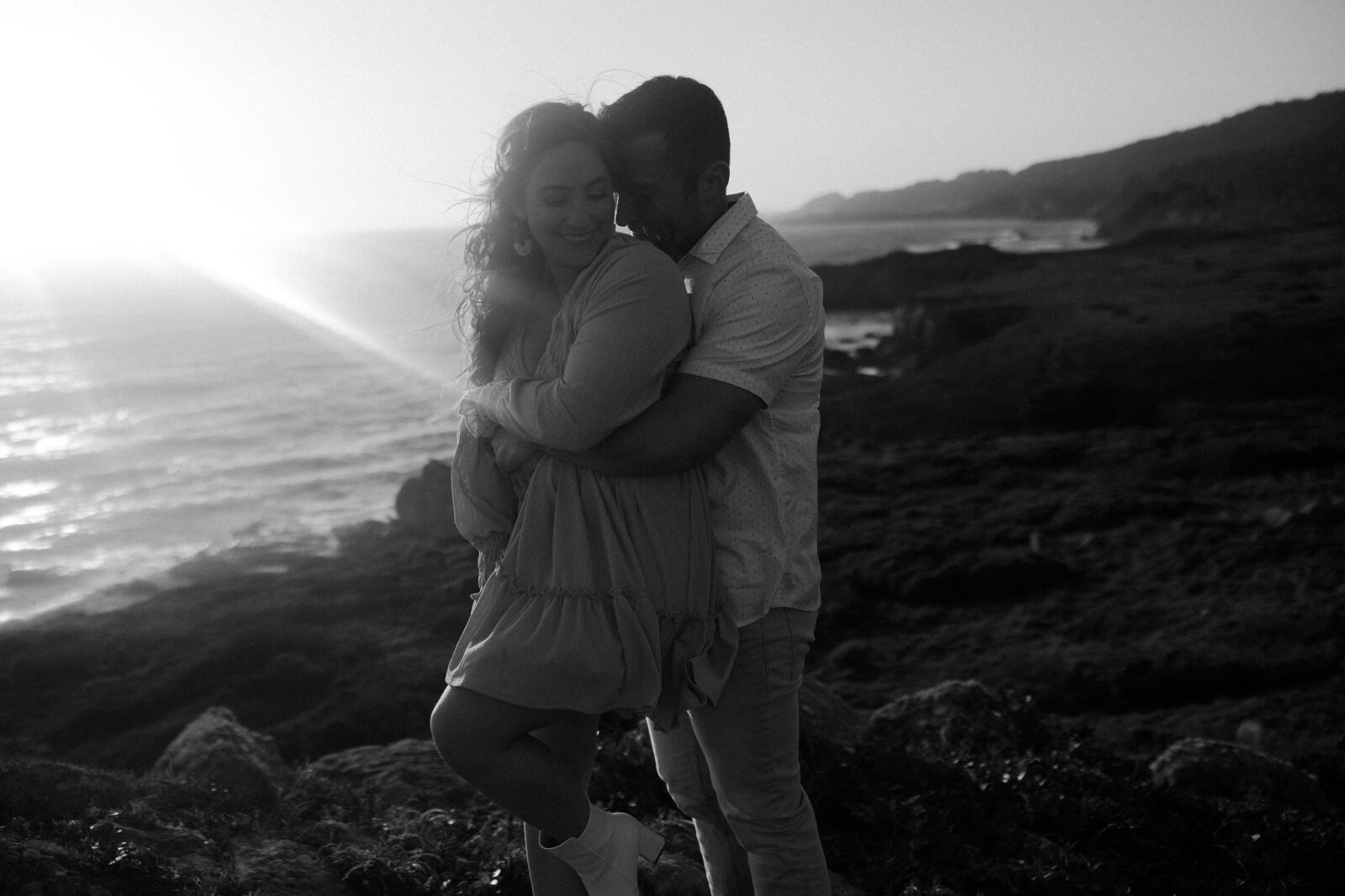 Couples photoshoot cliffside near Jenner, CA