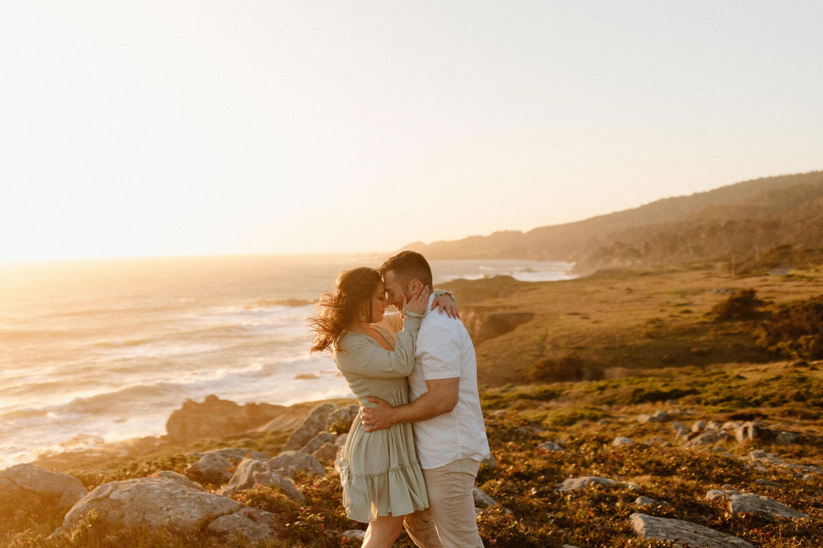Couples photoshoot cliffside near Jenner, CA