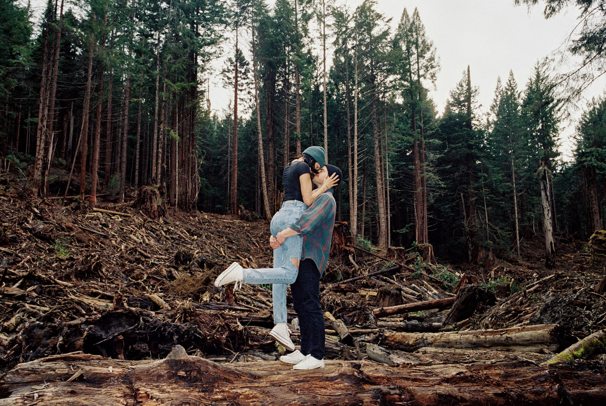 Redwood engagement photos in Humboldt, California on film