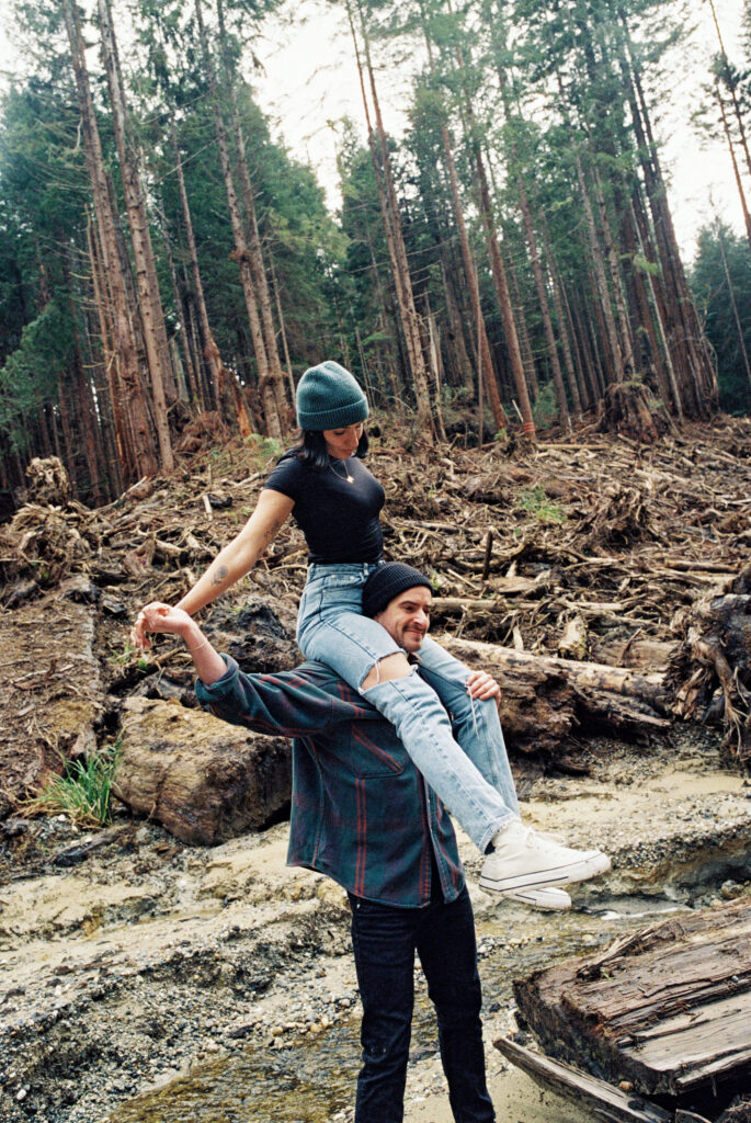 Redwood engagement photos in Humboldt, California on film