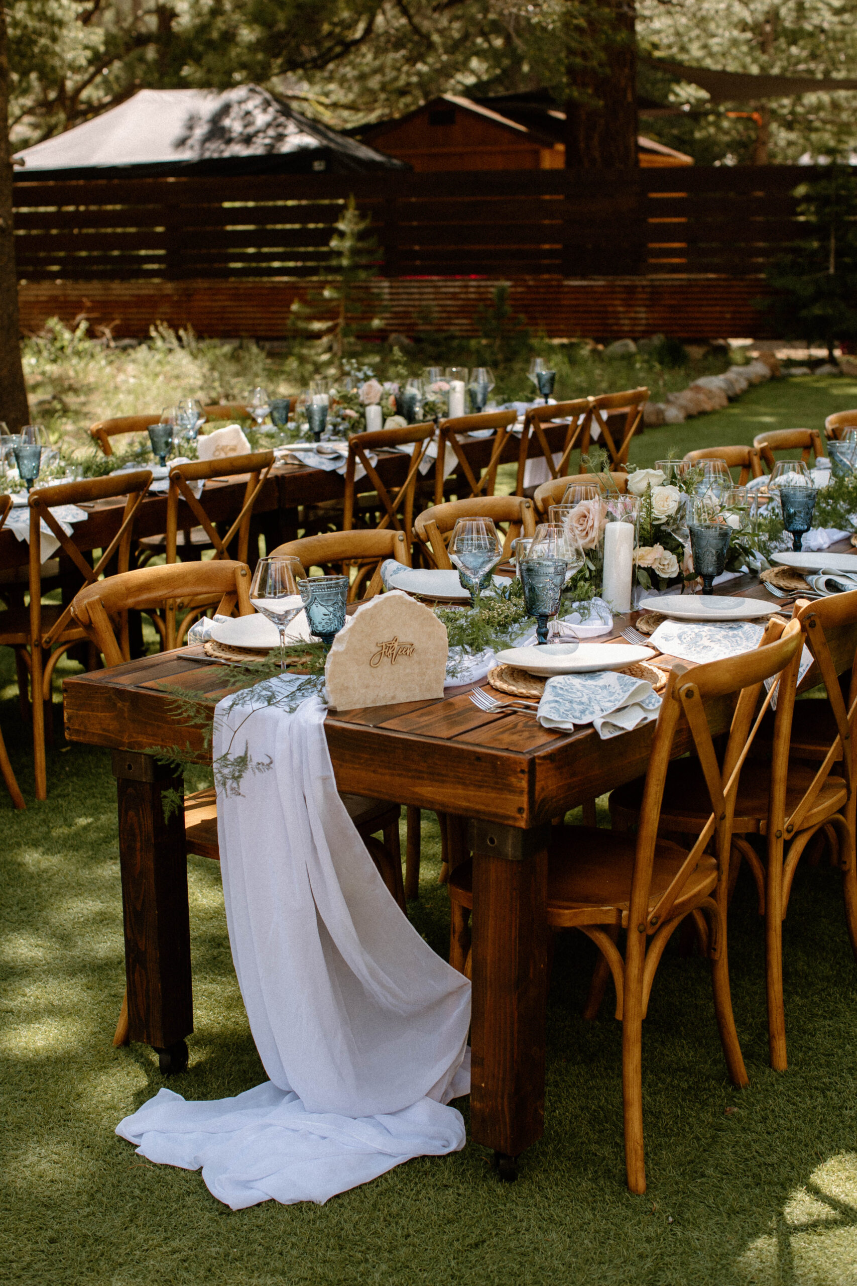 wedding reception details of a beautiful Lake Tahoe Wedding at Dancing Pines