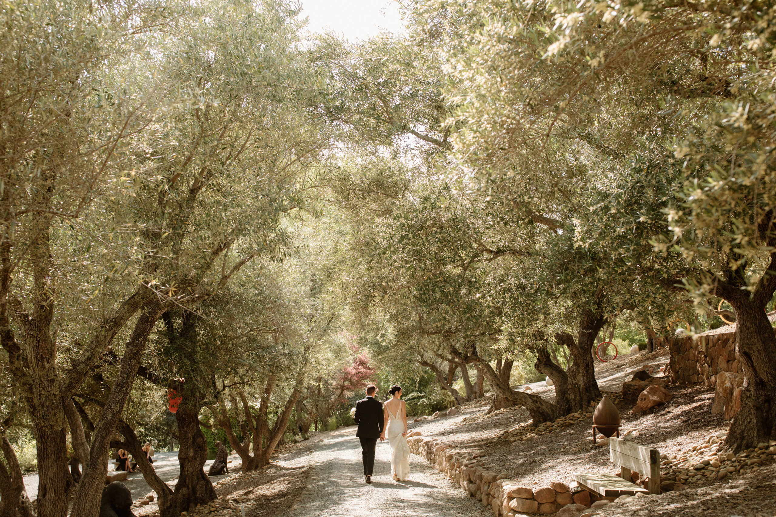 bride and groom pose together before their dreamy California wedding ceremony