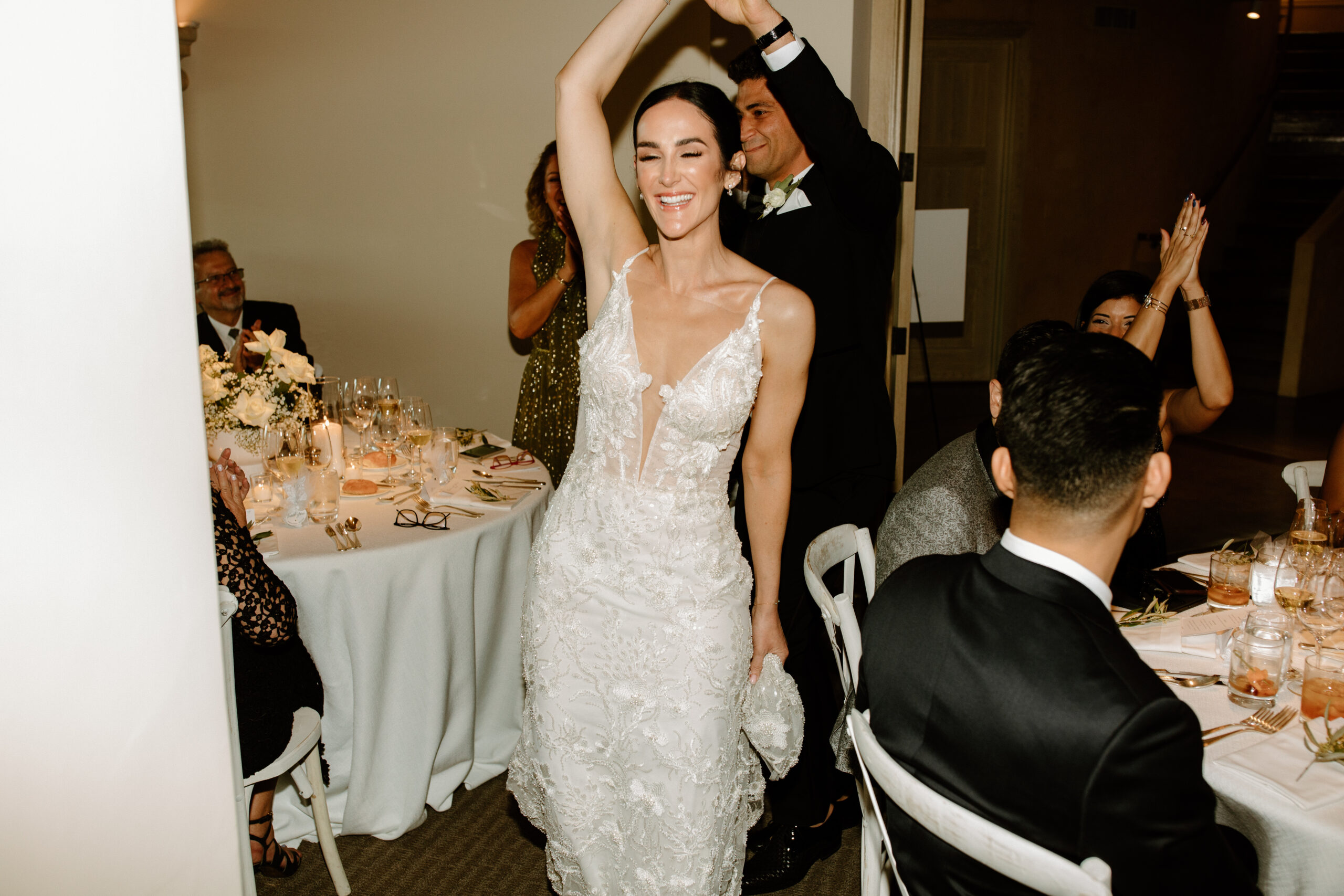 bride and groom dance together during their dreamy California mountain view ca wedding 