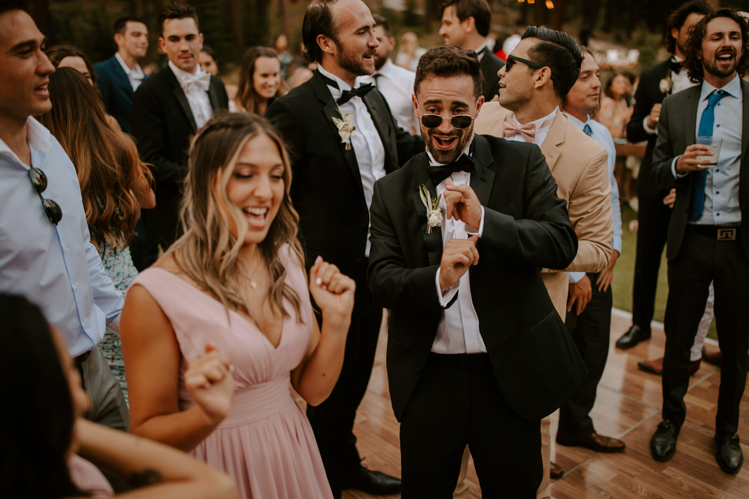 groomsmen celebrate after a dreamy California wedding day