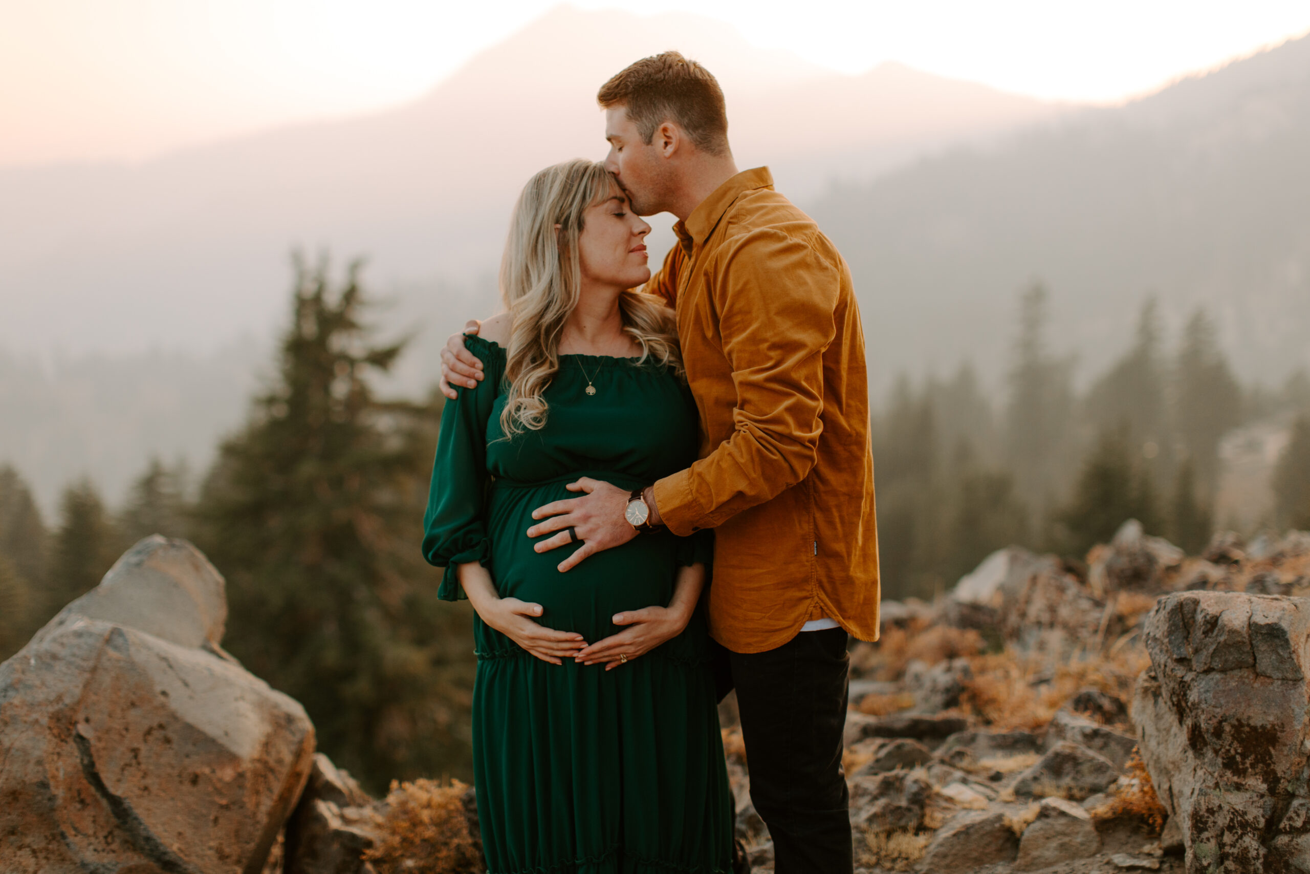 stunning couple pose together during their outdoor Northern California maternity photoshoot