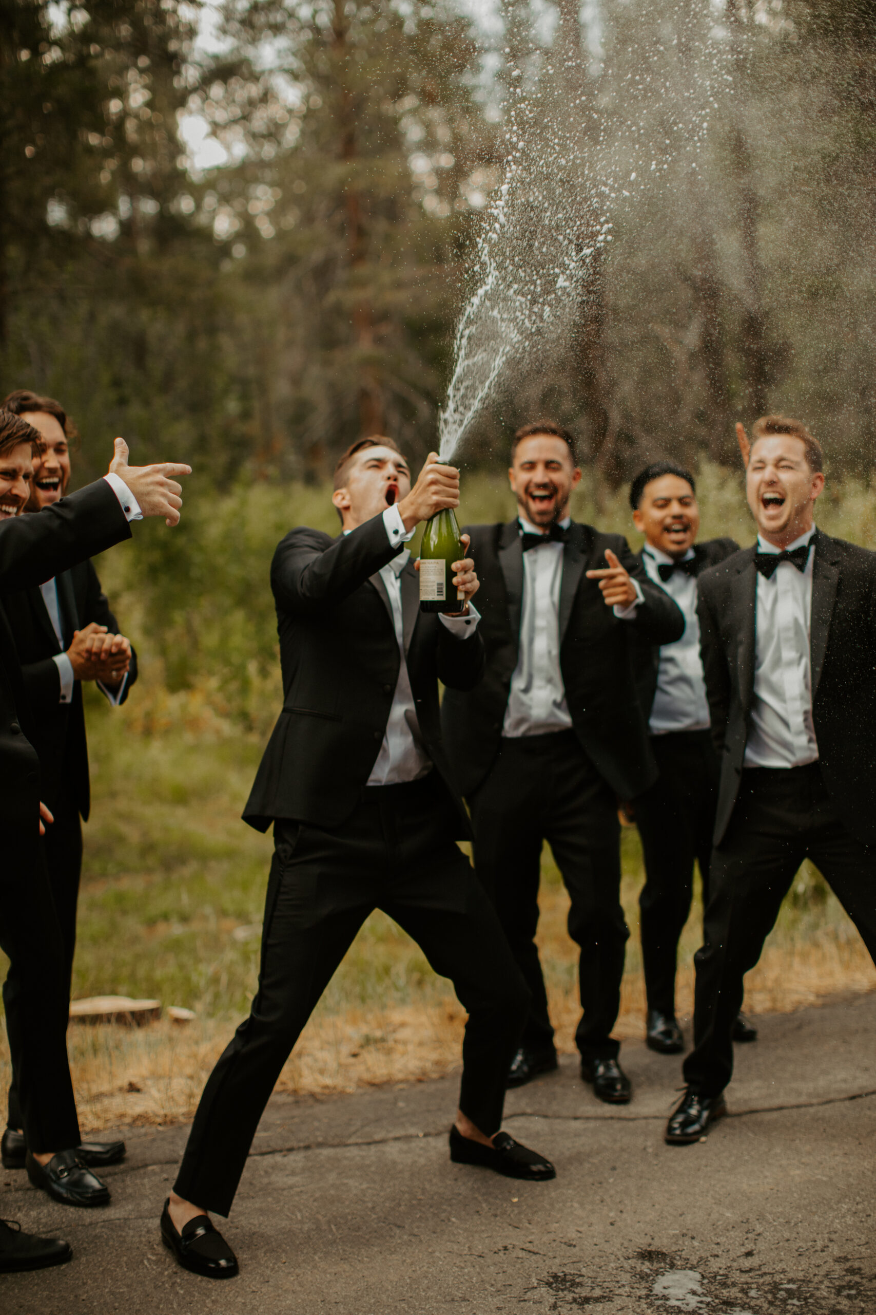 groomsmen celebrate after a dreamy California wedding day