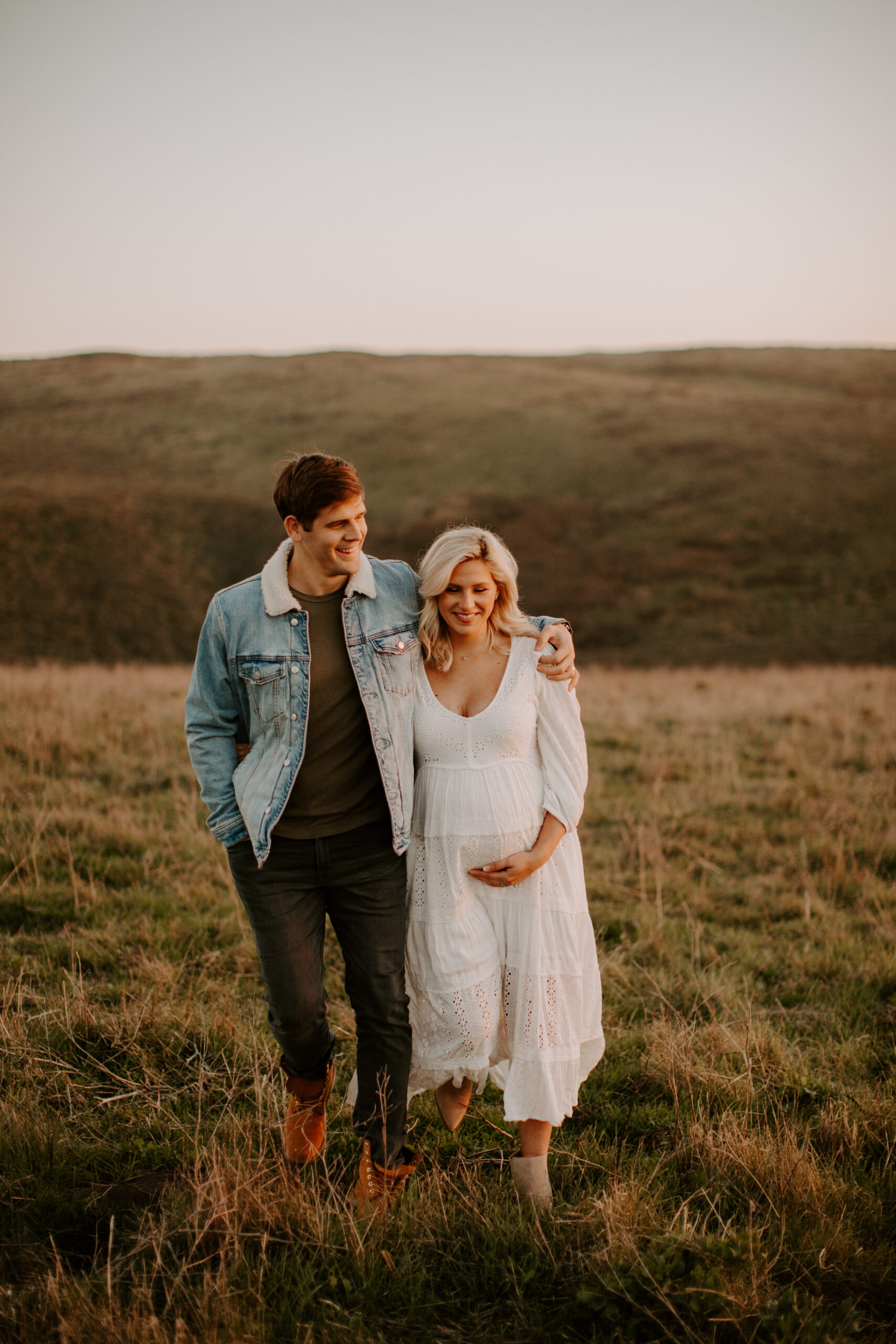 stunning couple pose together during their outdoor Northern California maternity photoshoot