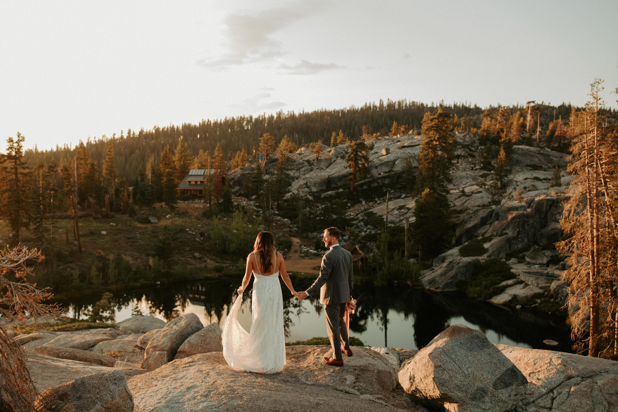 bride and groom pose together after stunning California wedding day