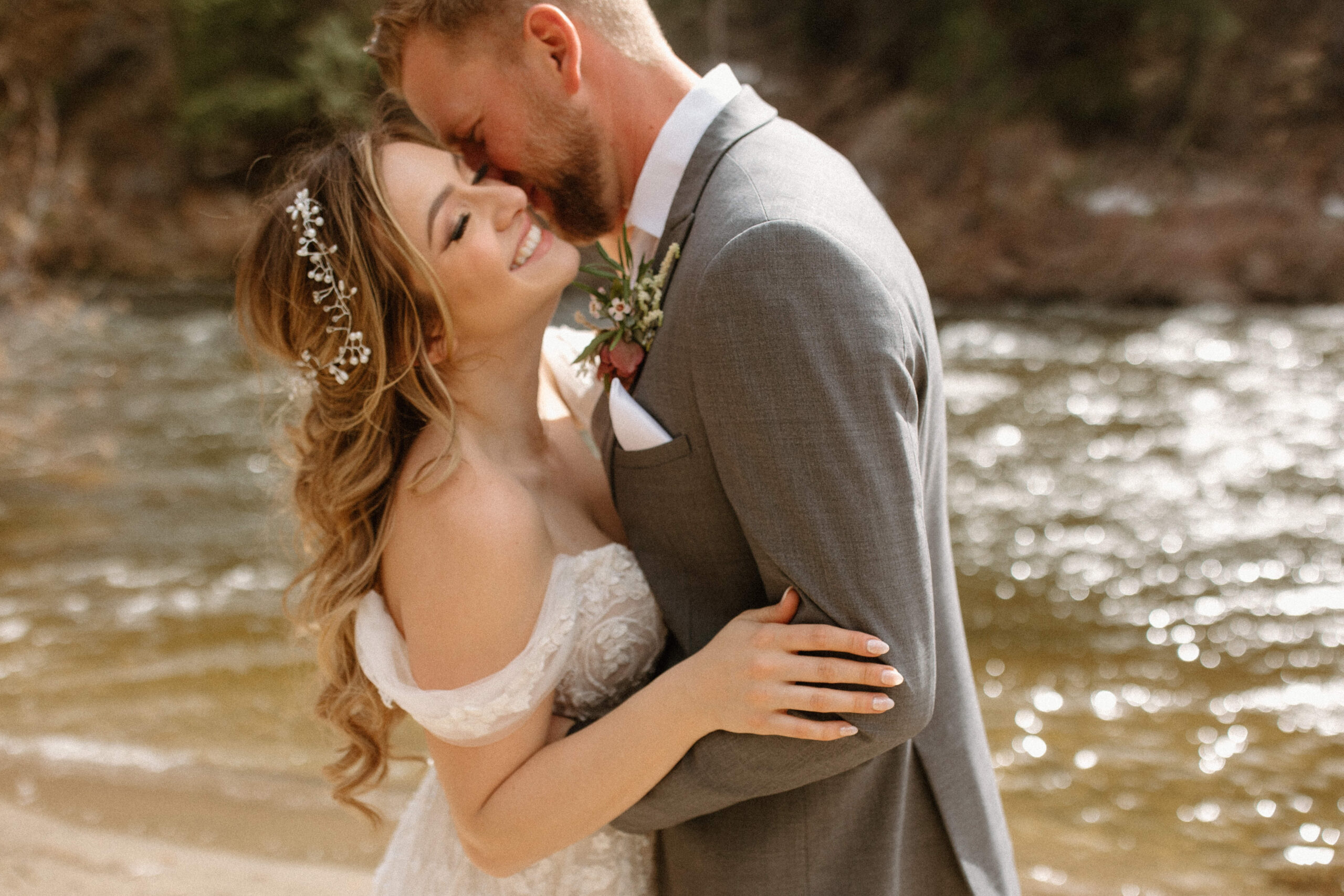 bride and groom pose together after stunning California wedding day