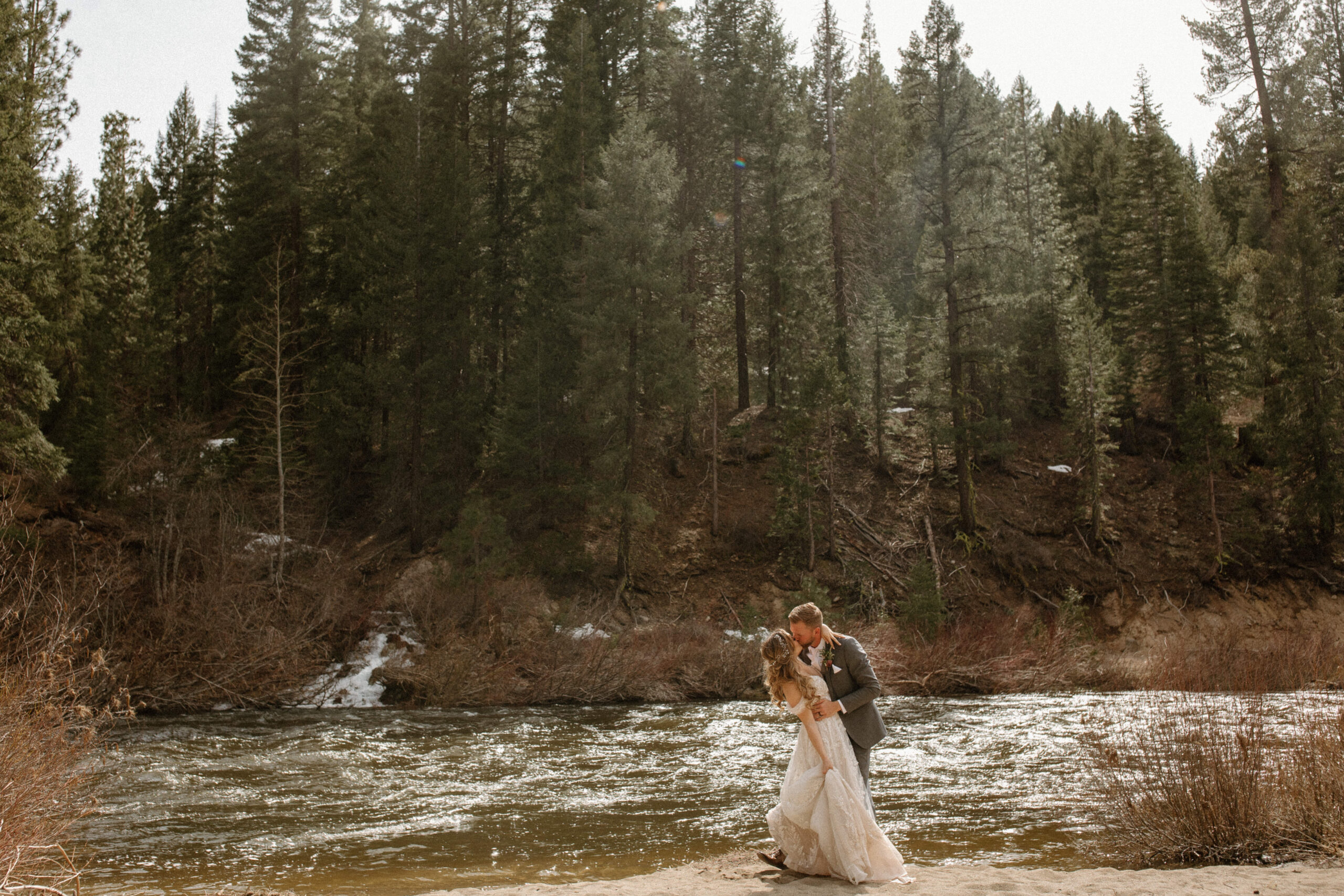 bride and groom pose together after stunning California wedding day