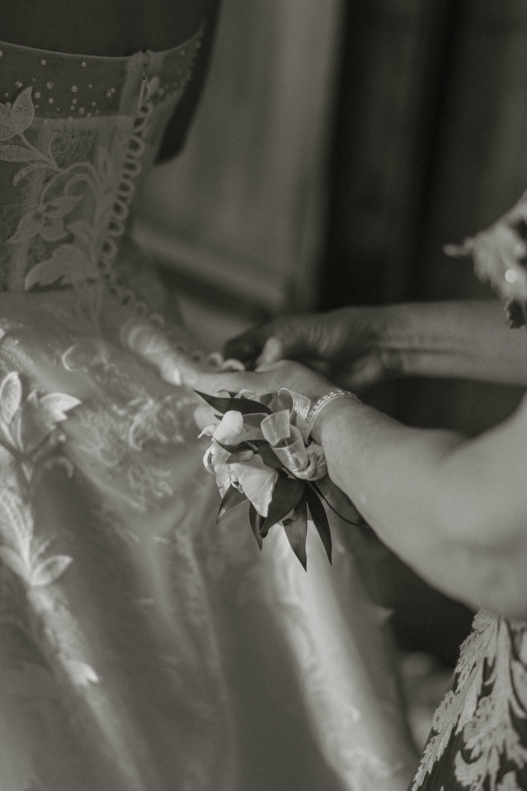 bride poses shortly after finishing her prep