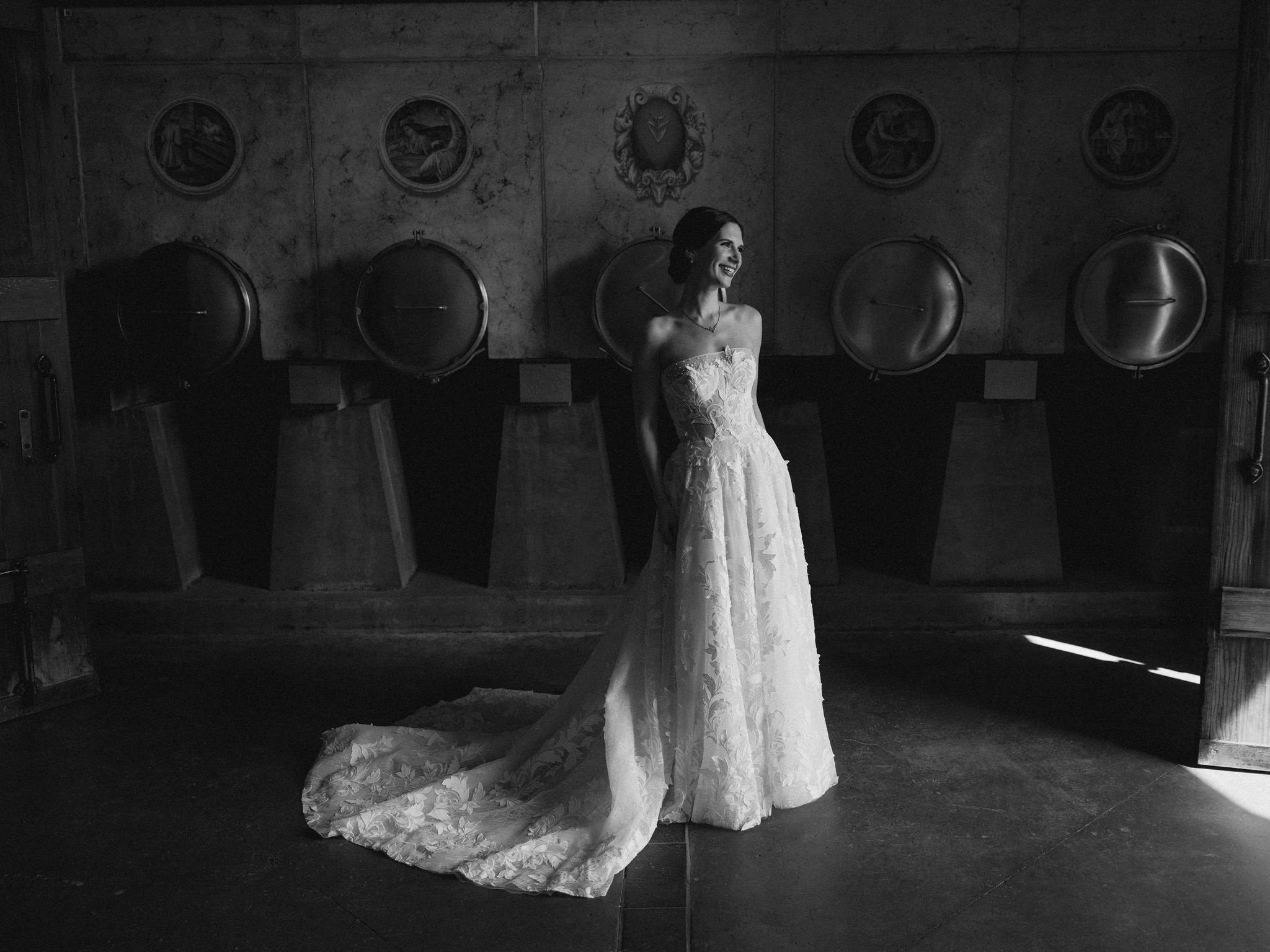 bride poses shortly after finishing her prep