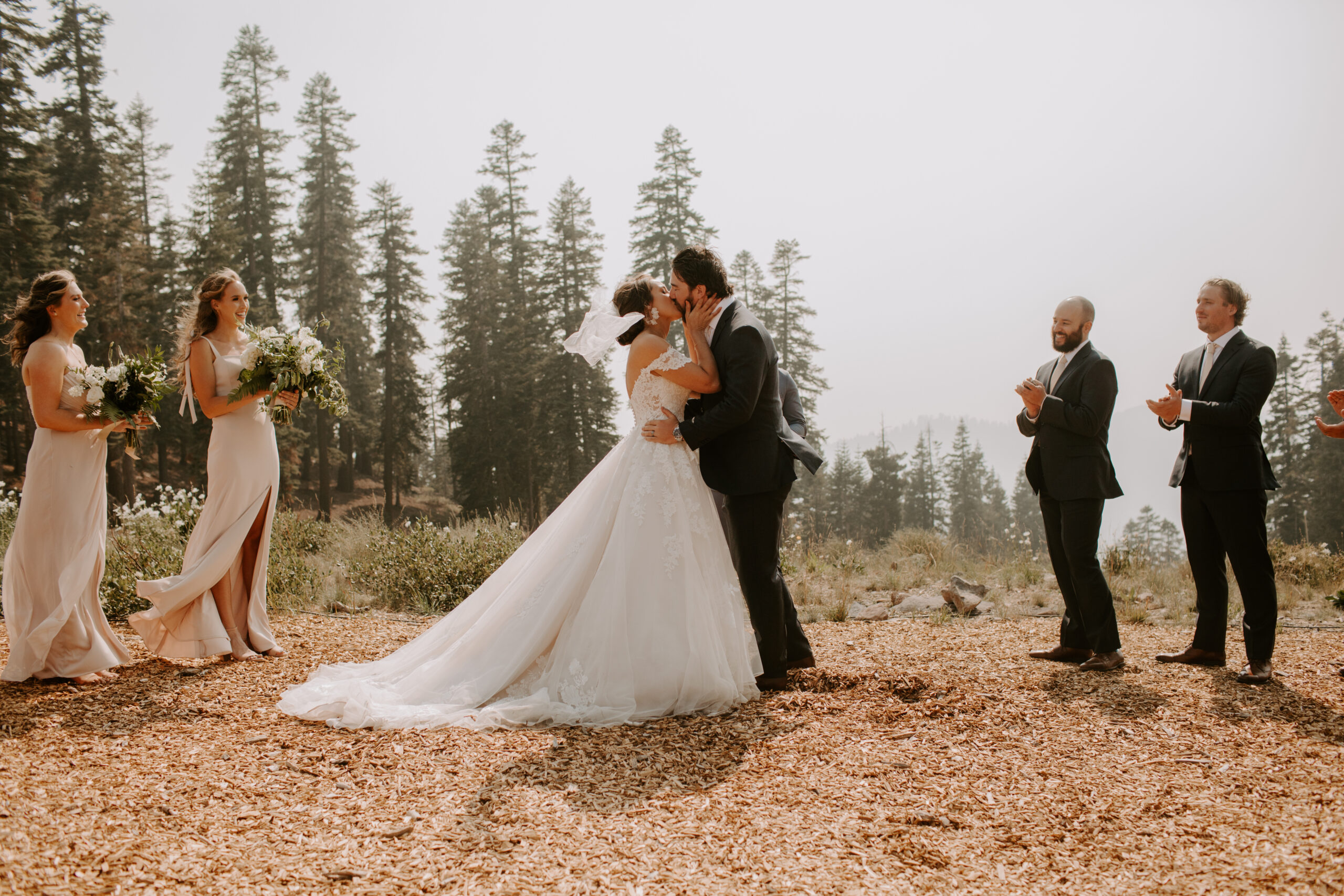 bride and groom pose together after stunning California wedding day