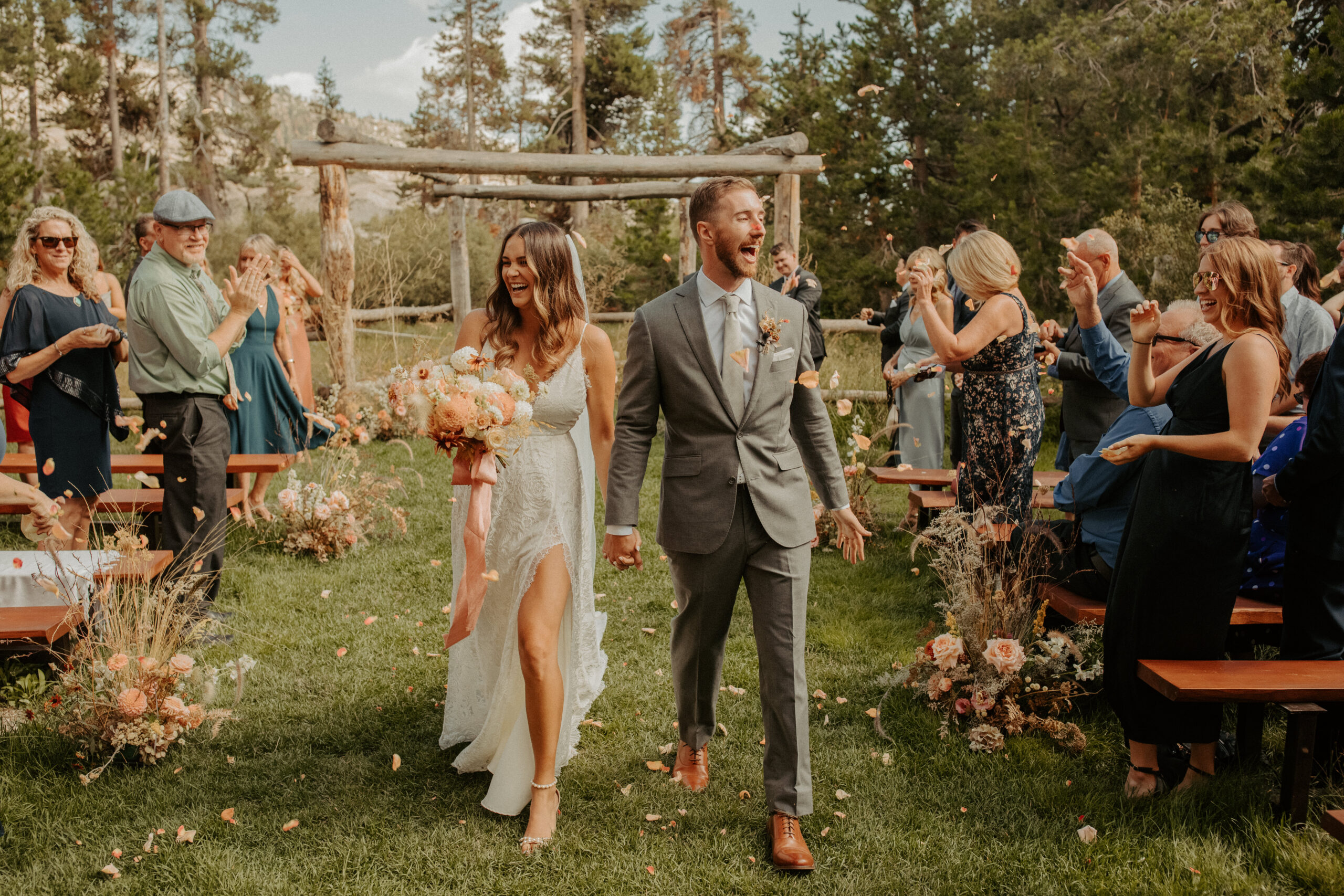 bride and groom pose together after stunning California wedding day