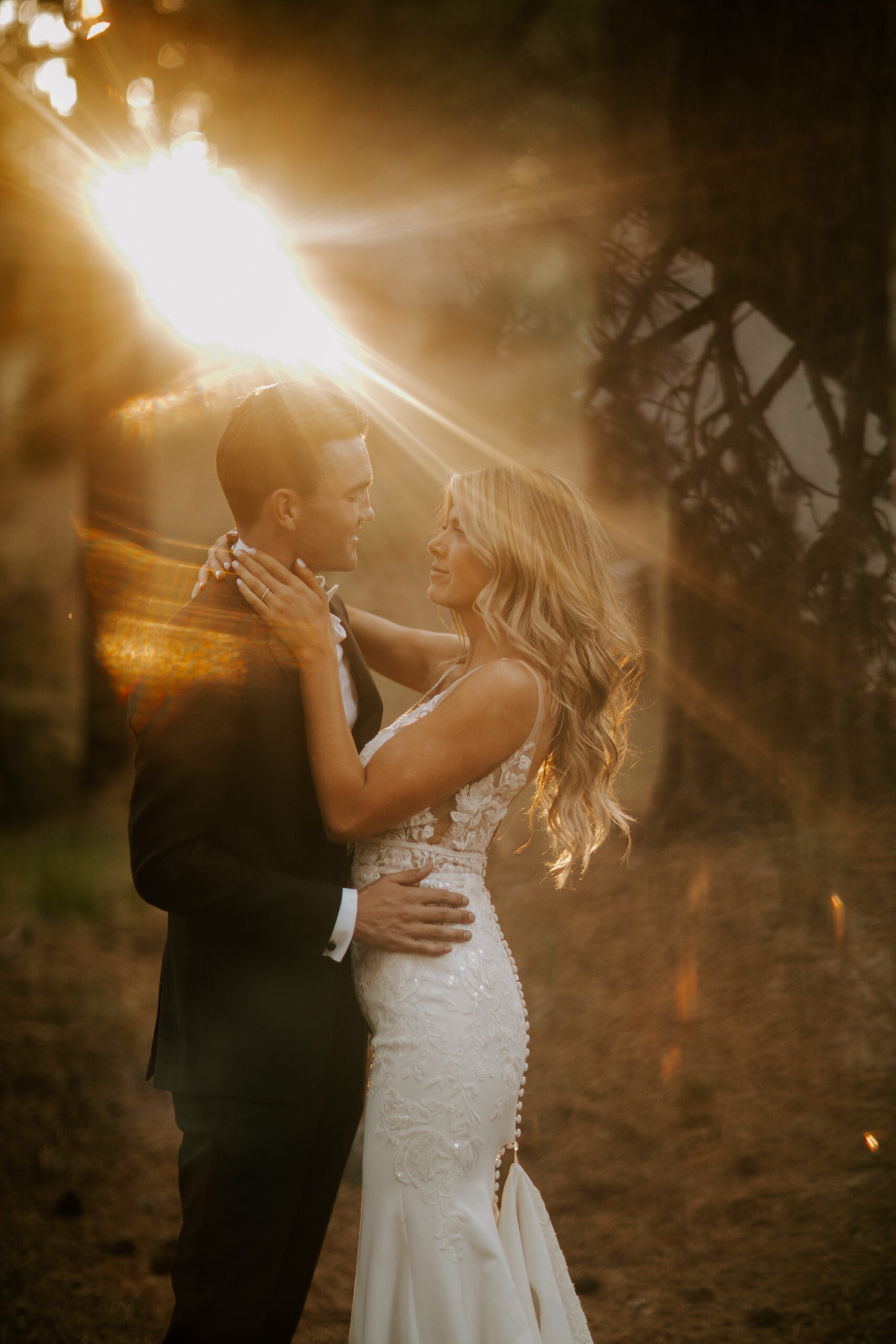 bride and groom pose together after stunning California wedding day