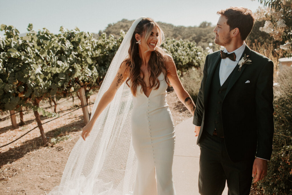 stunning bride and groom pose together after their dreamy Bay Area wedding day