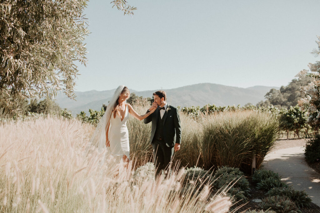 stunning bride and groom pose together after their dreamy Bay Area wedding day