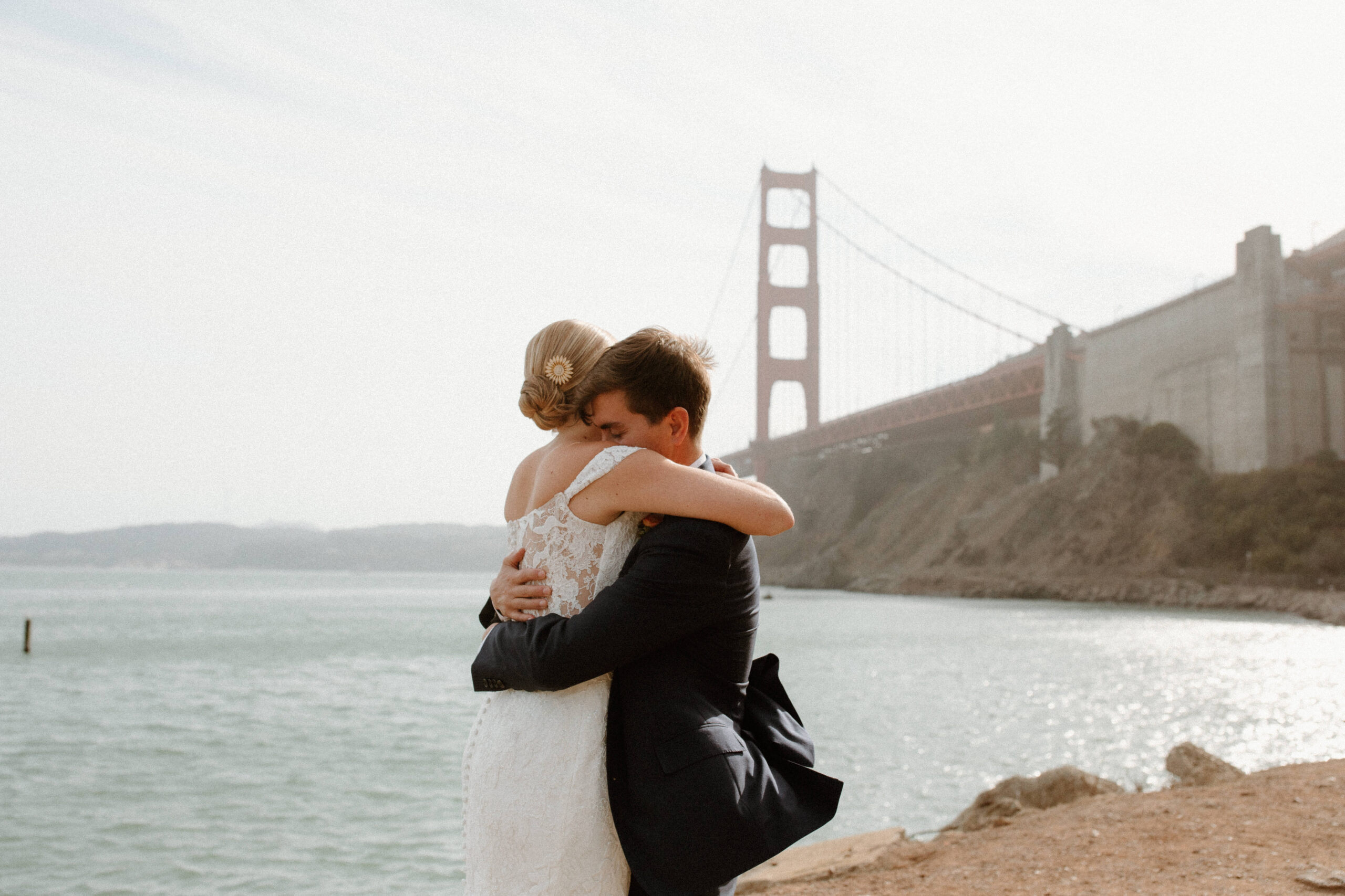 stunning bride and groom pose together after their dreamy Bay Area wedding day