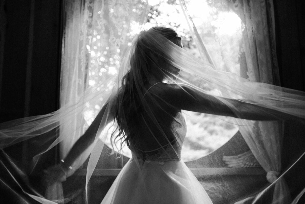 bride poses in the California forrest