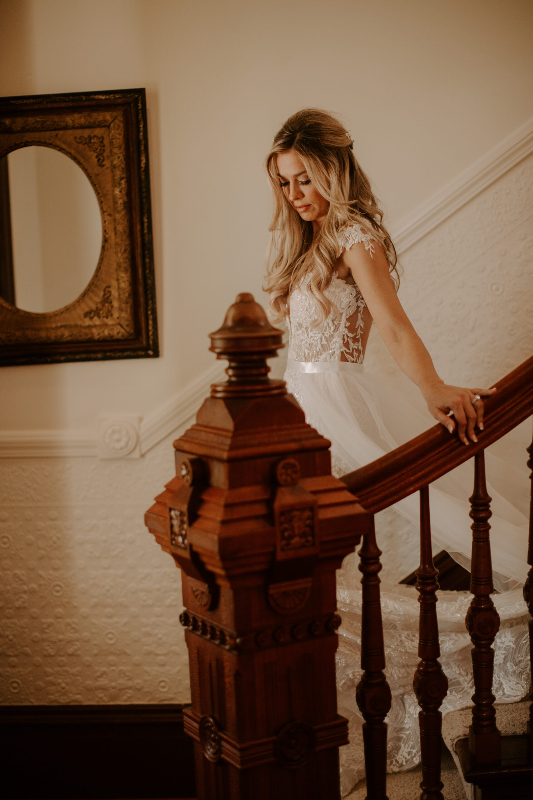 bride poses before her stunning wedding day