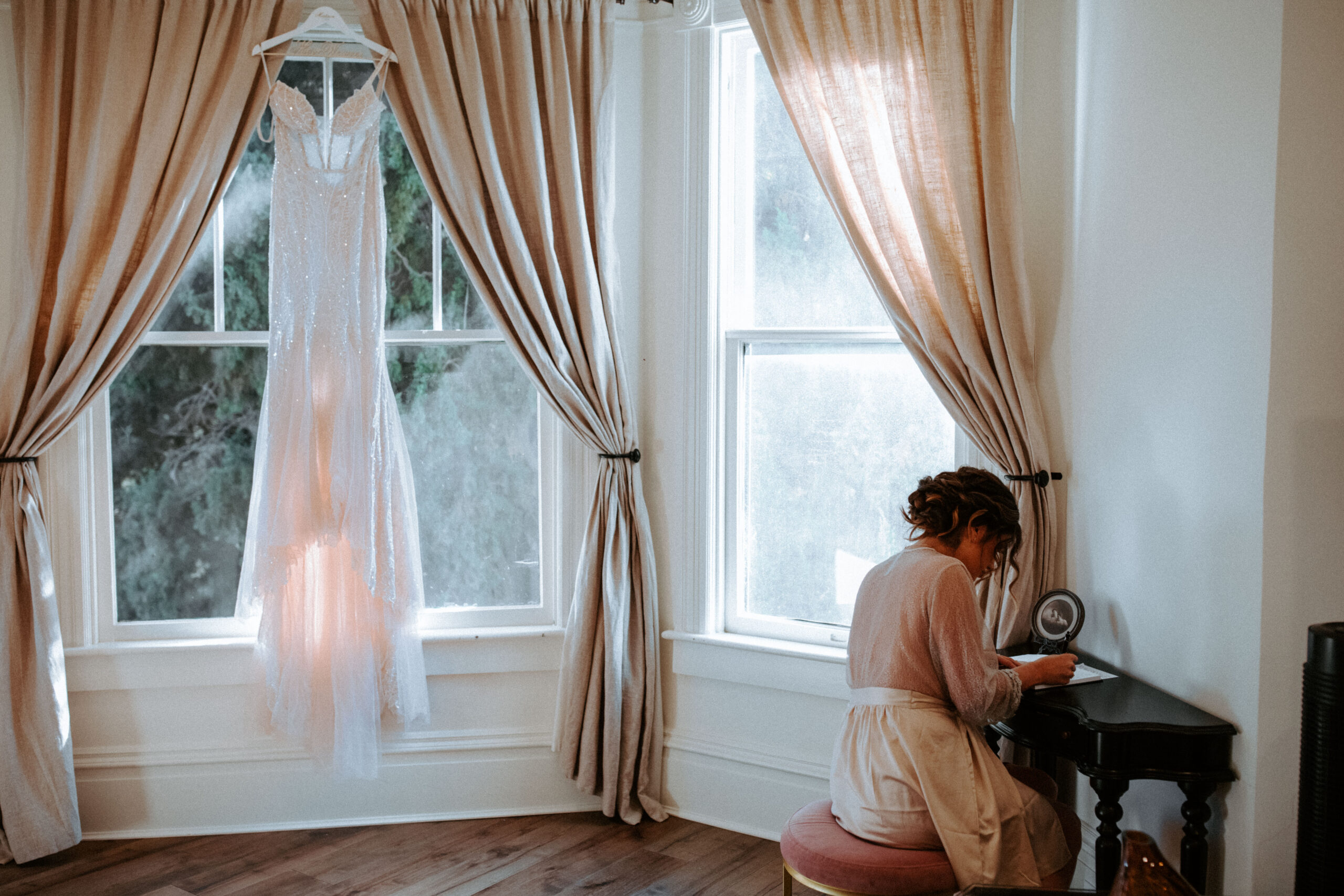 bride preps details before her stunning wedding day