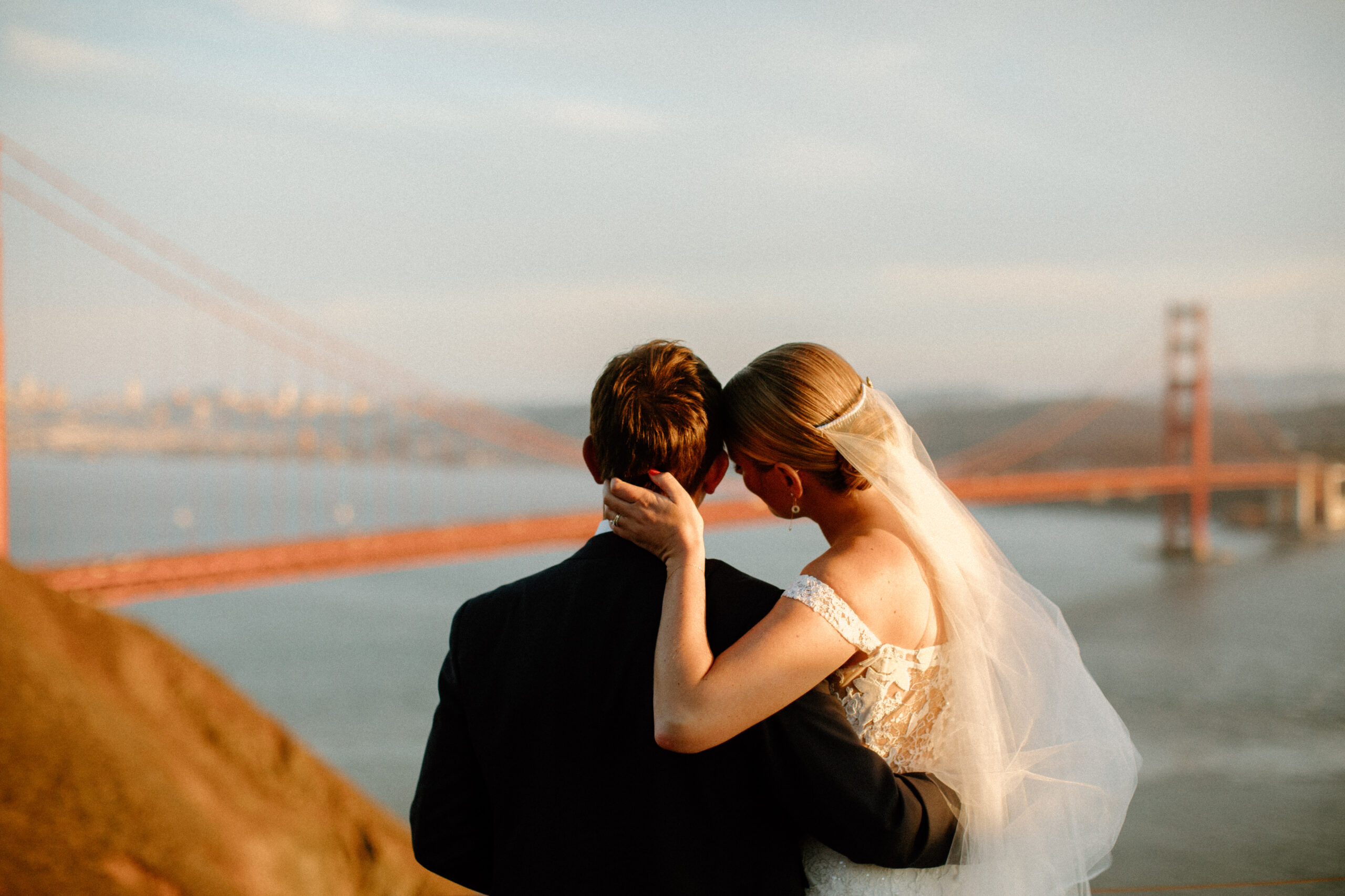 stunning bride and groom pose together after their dreamy Bay Area wedding day