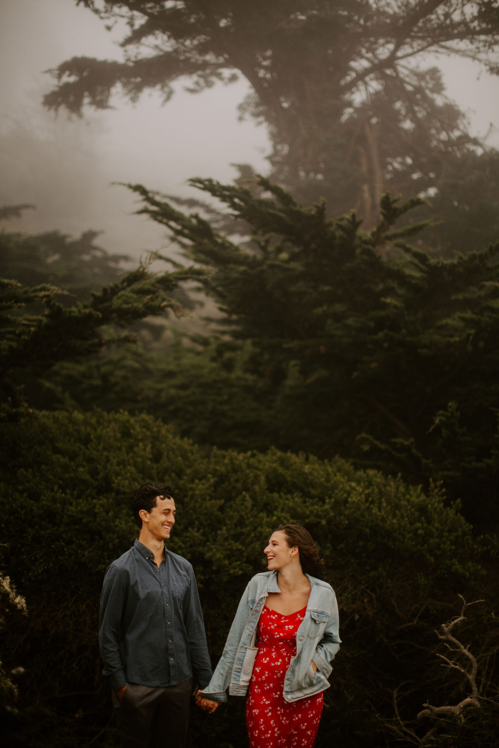 beautiful couple share an intimate moment during their candid California engagement photoshoot